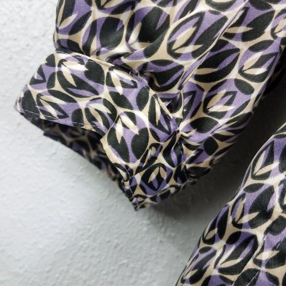 Worthington Women's Purple & Silver Tie Back Bishop Sleeve Shirt Top Blouse - Picture 5 of 16